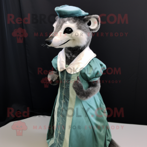 Olive Badger mascot costume character dressed with a Evening Gown and Cummerbunds