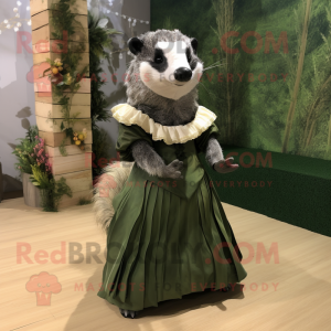 Olive Badger mascot costume character dressed with a Evening Gown and Cummerbunds