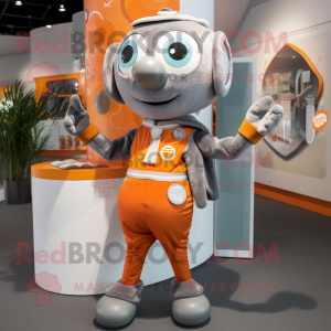 Grijs oranje mascotte...