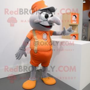 Grå orange maskot kostume...