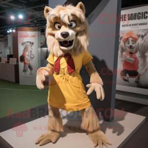 Tan Werewolf maskot kostume...