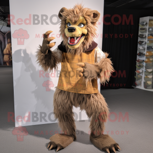 Tan Werewolf maskot kostume...