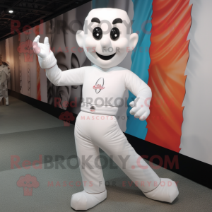 White Acrobat mascot costume character dressed with a Polo Tee and Anklets