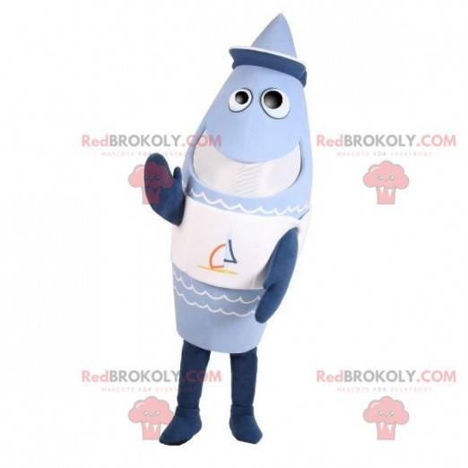 Riesiges und lustiges Maskottchen des blauen Haifischs -