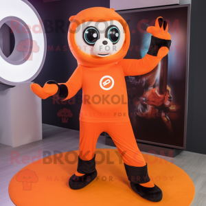 Orange Camera mascot costume character dressed with a Yoga Pants and Rings