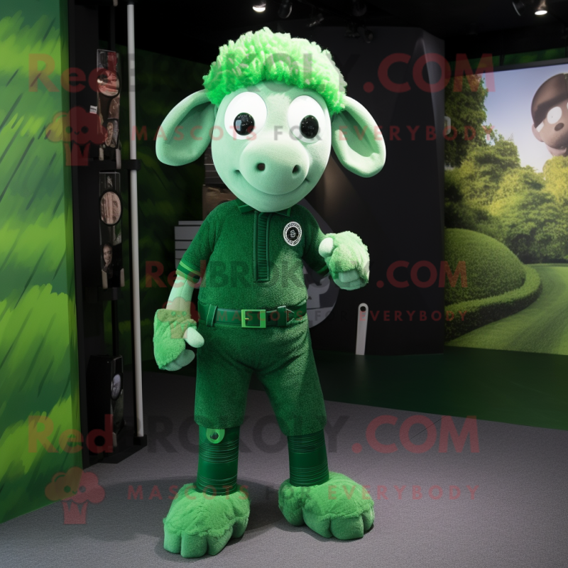 Green Ram mascot costume character dressed with a Jeggings and Ties Green Ram mascot costume character dressed with a Jeggings and Ties