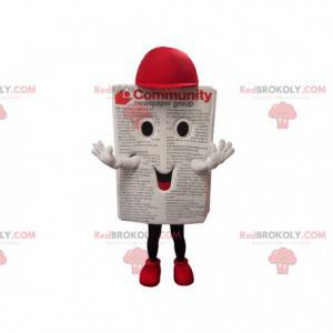 Giant magazine newspaper mascot with a red cap - Redbrokoly.com