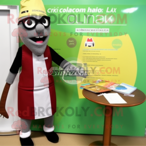Olive Tikka Masala mascot costume character dressed with a Board Shorts and Reading glasses