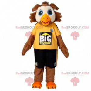 Bruine en witte vogel uil mascotte - Redbrokoly.com