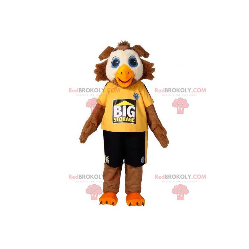 Bruine en witte vogel uil mascotte - Redbrokoly.com