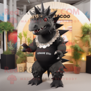 Black Stegosaurus mascot costume character dressed with a Waistcoat and Anklets