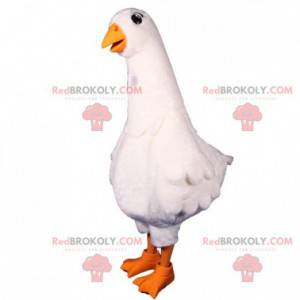 Mascote ganso gigante branco e laranja - Redbrokoly.com