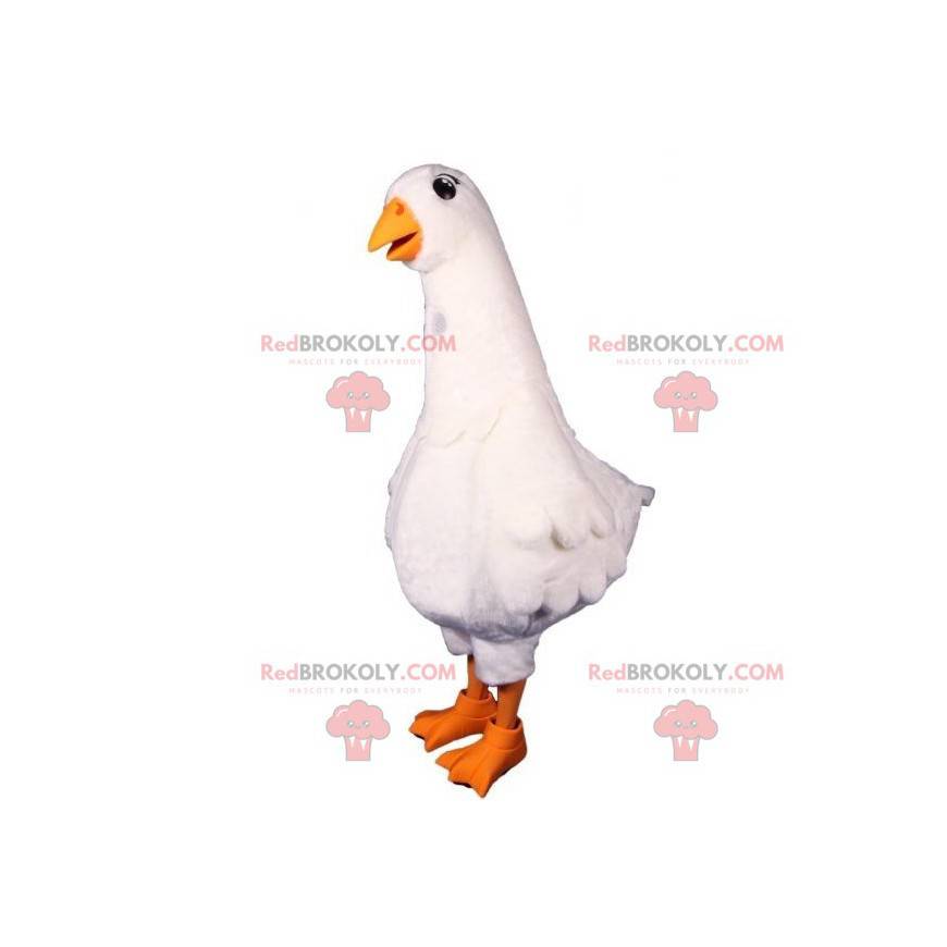 Mascotte d'oie géante blanche et orange - Redbrokoly.com