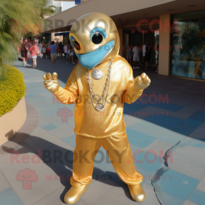 Gold Dolphin maskot kostym...