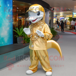 Gold Dolphin maskot kostym...