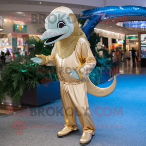 Gold Dolphin maskot kostume...