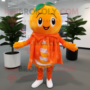 Orange Grapefruit mascot costume character dressed with a Blouse and Scarves