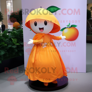 Orange Grapefruit mascot costume character dressed with a Blouse and Scarves