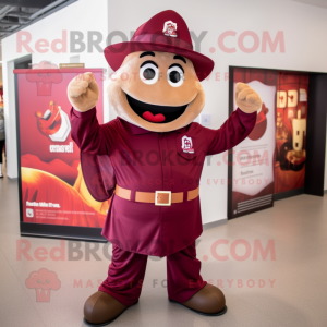 Maroon Fire Fighter maskot...