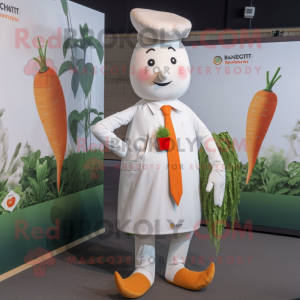 White Carrot mascot costume character dressed with a Playsuit and Pocket squares