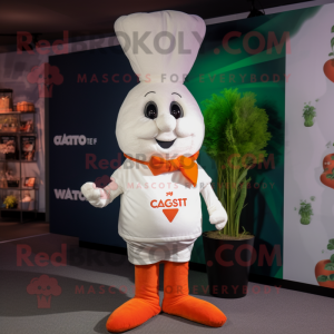 White Carrot mascot costume character dressed with a Playsuit and Pocket squares
