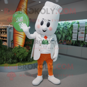 White Carrot mascot costume character dressed with a Playsuit and Pocket squares