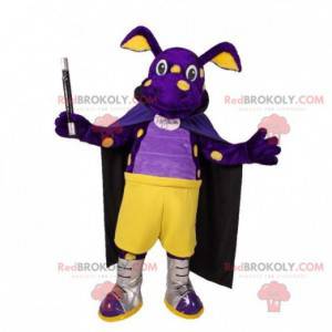 Mascotte de dragon de créature violette et jaune -