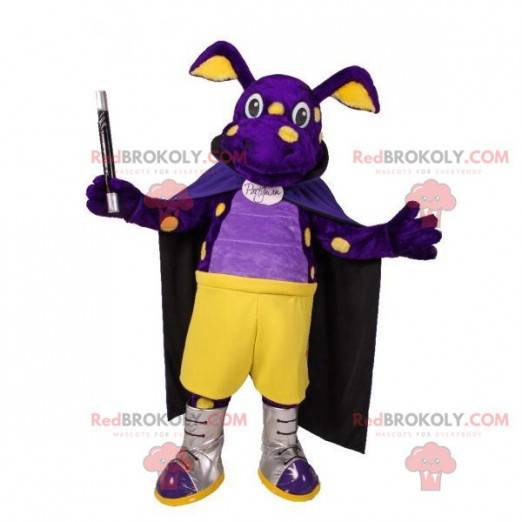 Mascote dragão roxo e amarelo - Redbrokoly.com