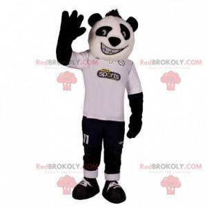 Mascote do panda branco e preto muito sorridente -