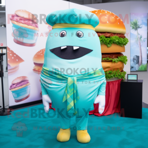 Cyan hamburger maskot...