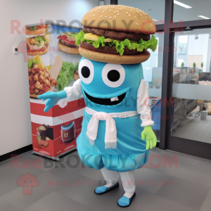 Cyan hamburger maskot...