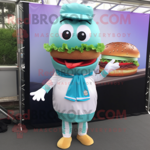 Cyan hamburger maskot...