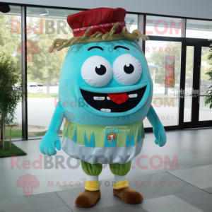 Cyan hamburger maskot...