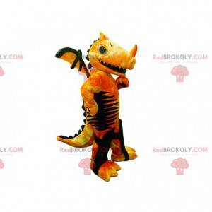 Yellow red and black dragon mascot with large wings -