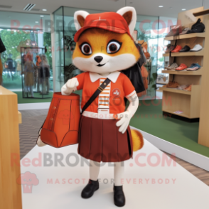 Orange Red Panda mascot costume character dressed with a Pencil Skirt and Handbags