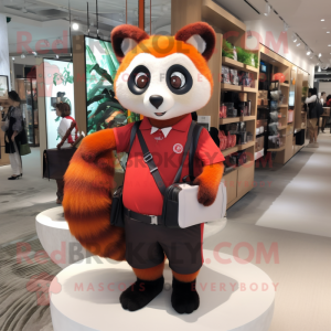 Orange Red Panda mascot costume character dressed with a Pencil Skirt and Handbags