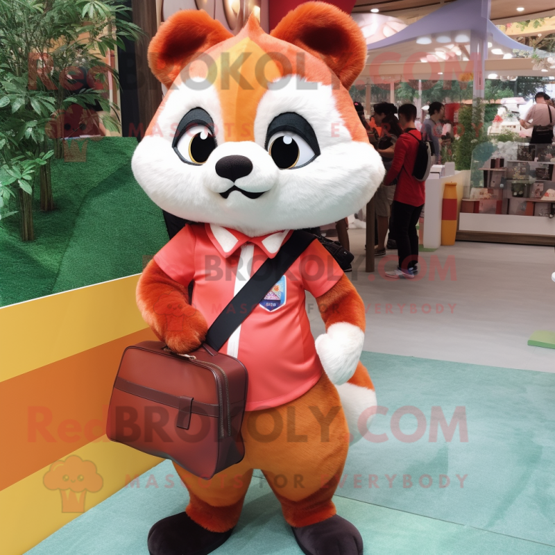 Orange Red Panda mascot costume character dressed with a Pencil Skirt and Handbags