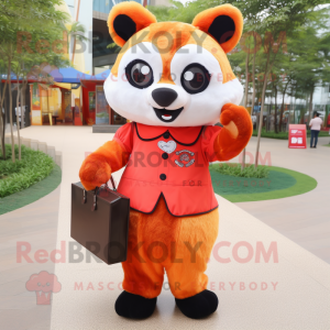 Orange Red Panda mascot costume character dressed with a Pencil Skirt and Handbags