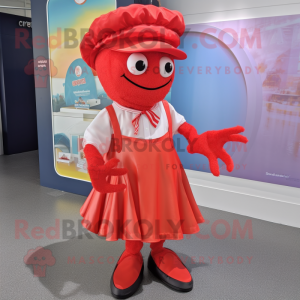 nan Lobster Bisque mascot costume character dressed with a Pleated Skirt and Caps