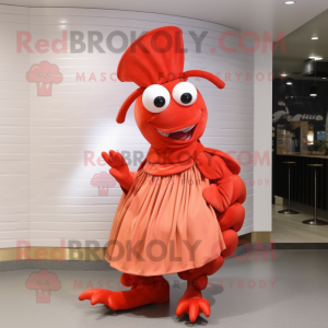 nan Lobster Bisque mascot costume character dressed with a Pleated Skirt and Caps