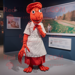 nan Lobster Bisque mascot costume character dressed with a Pleated Skirt and Caps