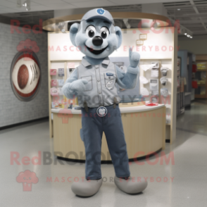 Gray Pendant mascot costume character dressed with a Flare Jeans and Lapel pins