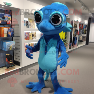 Blå Geckos maskot kostume...