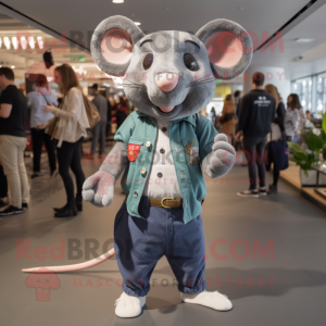 Gray Rat mascot costume character dressed with a Boyfriend Jeans and Anklets