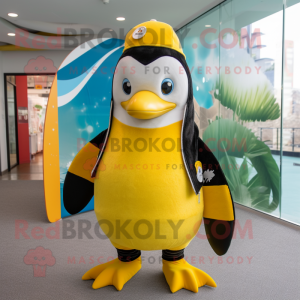 Gul Penguin maskot kostume...