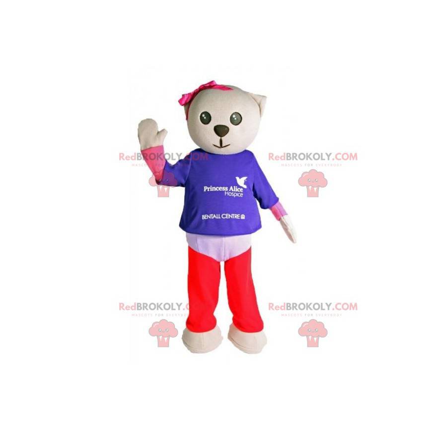 Gray cat mascot with colorful clothes - Redbrokoly.com