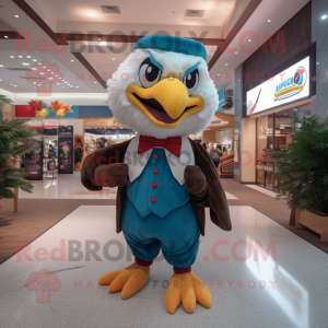 nan Eagle mascot costume character dressed with a Jumpsuit and Bow ties