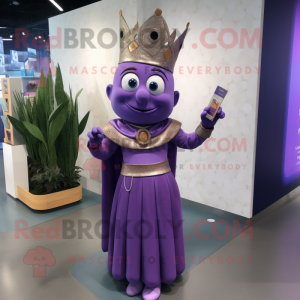 Purple Queen mascot costume character dressed with a Pencil Skirt and Anklets