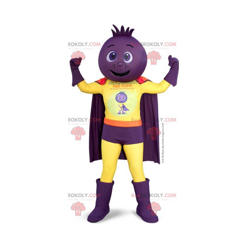 Superhero mascot with a beetroot onion head - Redbrokoly.com