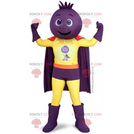 Superheld mascotte met een rode biet ui hoofd - Redbrokoly.com